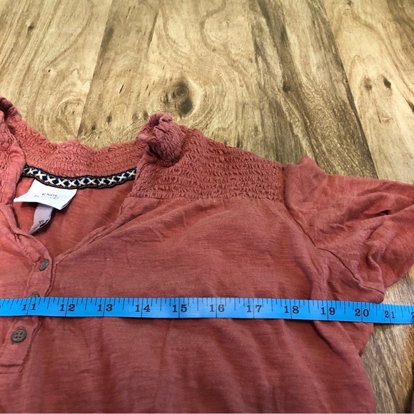 Knox Rose Orange Elastic Short Sleeve 1/2 Button Henley Cotton Knit Womens XL - Picture 5 of 7